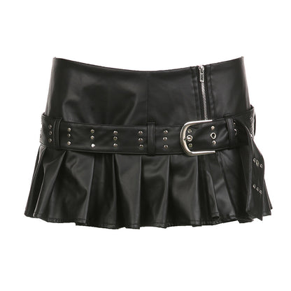 Muschibitch Biker Rivet Mini Skirt – Sexy Punk Leather Look