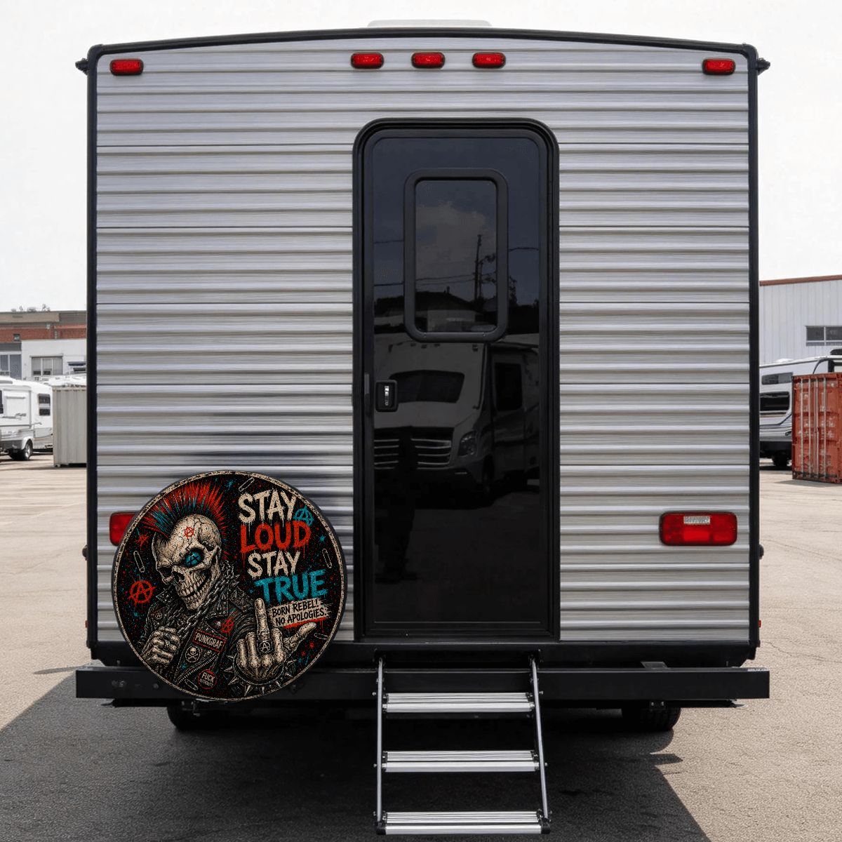 Punkgraf Reserveradabdeckung Offroad SUV Ersatzrad Cover mit Punk Skull Motiv Reifenabdeckung