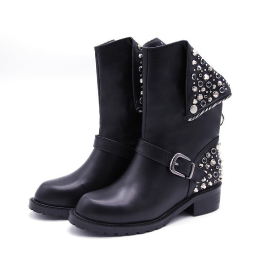 Punkgräfin Rivet Boots – Gothic Punk Nieten Stiefel Damen