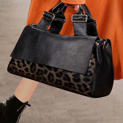 Muschibitch Leopard Leather Boston Bag – Luxus Echtleder Handtasche