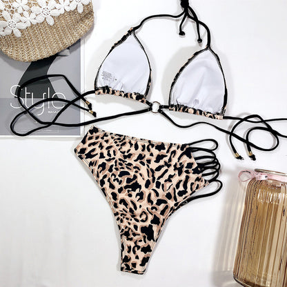 Muschibitch  Leopard Bikini Damen, Sexy Animal Print Swimwear + Pink Weiß Gelb