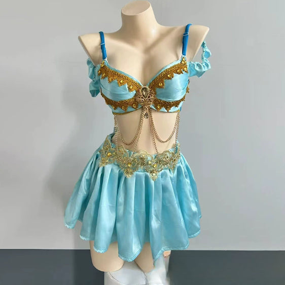 Muschibitch Exklusive Strass Bikini Set Damen Showgirl Luxus Glamour Outfit
