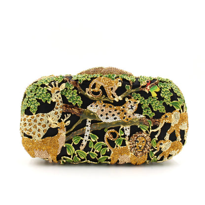 Muschibitch Jungle Crystal Clutch – Luxury Animal Designer Evening Bag