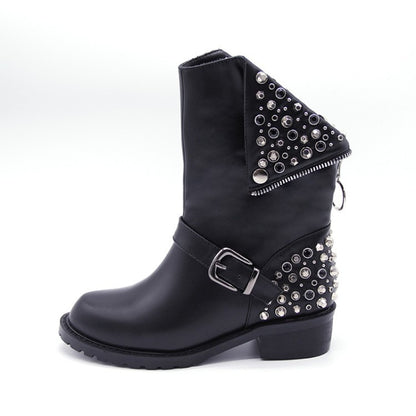 Punkgräfin Rivet Boots – Gothic Punk Nieten Stiefel Damen