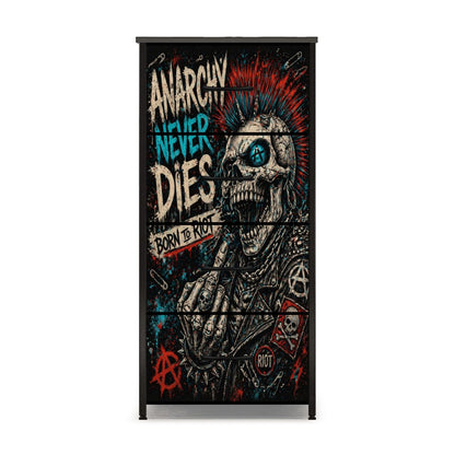 Punk Kommode Schubladenschrank ANARCHY NEVER DIES Designer Möbel, Born To Riot Dresser