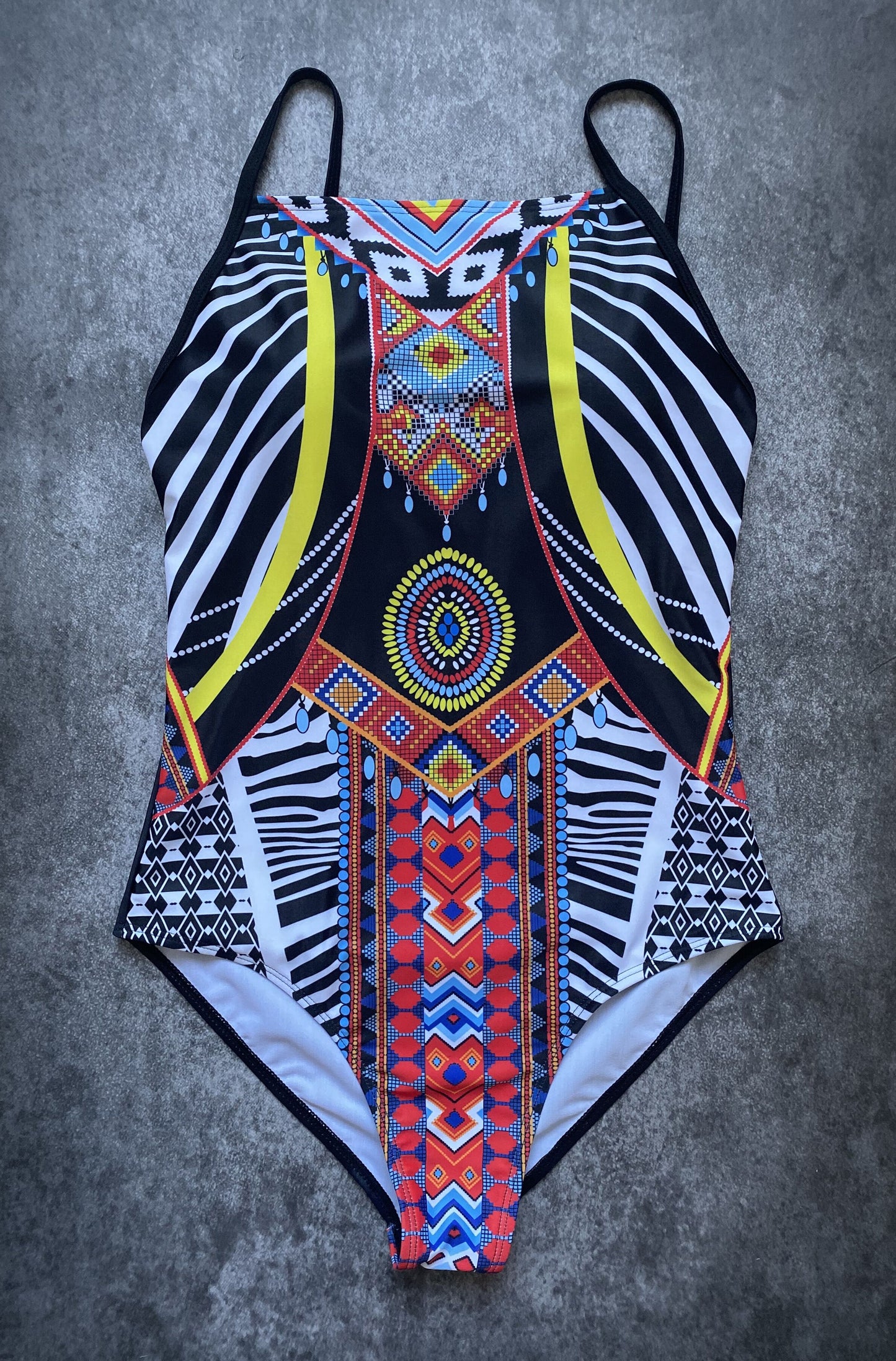 Muschibitch Aztek Badeanzug Damen Ethno Tribal One Piece geometrisch Boho