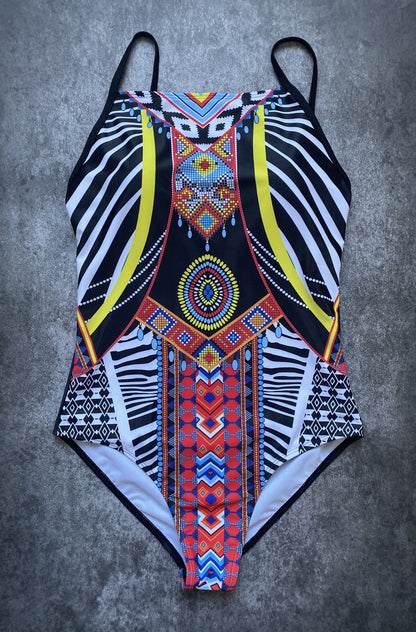 Muschibitch Aztek Badeanzug Damen Ethno Tribal One Piece geometrisch Boho