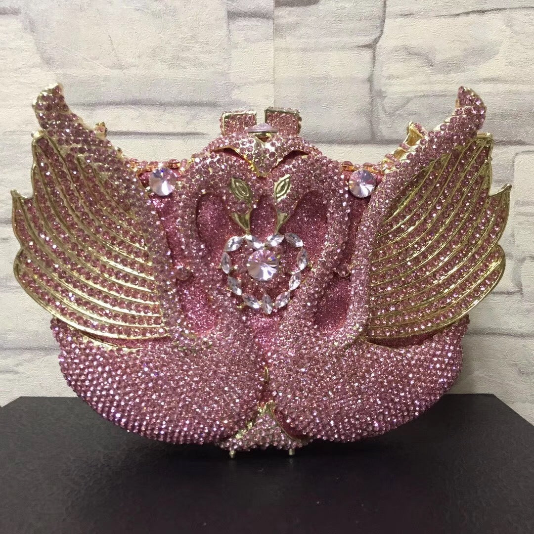 Muschibitch Swan Crystal Clutch – Luxury Rhinestone Designer Evening Bag