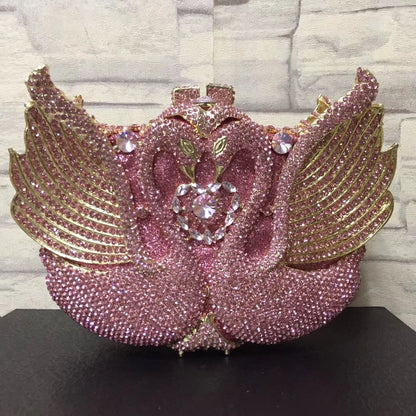 Muschibitch Swan Crystal Clutch – Luxury Rhinestone Designer Evening Bag