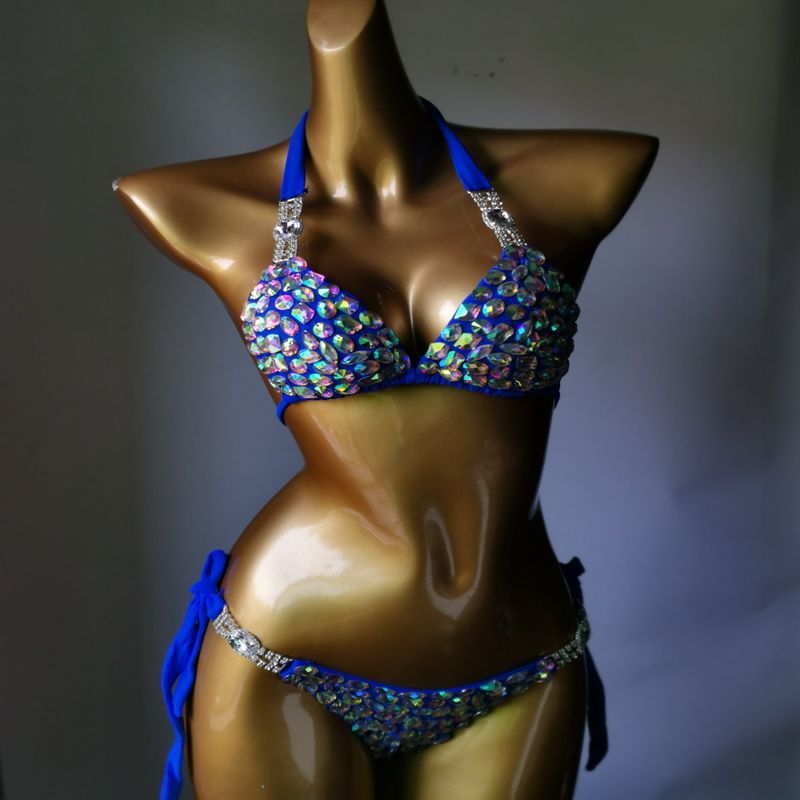 Muschibitch Strass Bikini Damen Glamour Triangel Bikini S–L