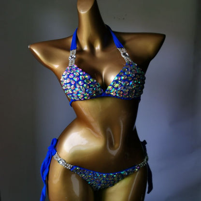 Muschibitch Strass Bikini Damen Glamour Triangel Bikini S–L