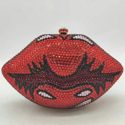 Muschibitch Crystal Lips Clutch – Rhinestone Designer Abendtasche