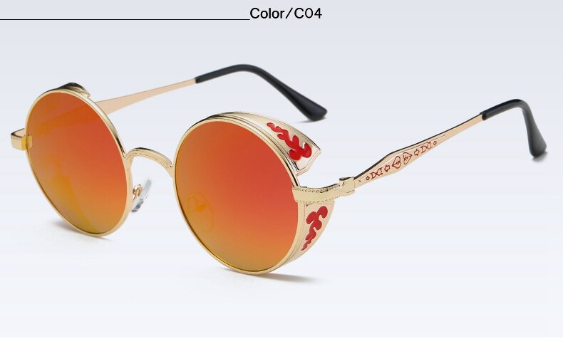 Punkgraf Steampunk Sonnenbrille Rund – Punk Vintage Brille