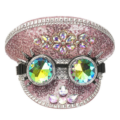 Muschibitch Luxus Rave Cap – Rhinestone Steampunk Party Hat