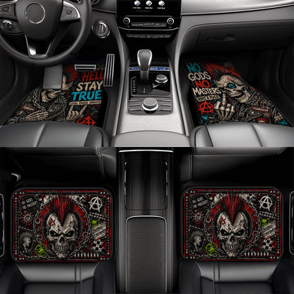 Punk Auto Fußmatten, Punkgraf Automatten Set NO GODS NO MASTERS Fußmatten, 4-teiliges Car Mat Set