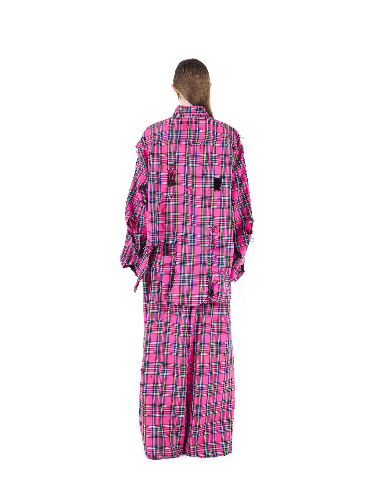 Punkgräfin Pink Punk Rock Set – Destroyed Checkered Shirt & Pants