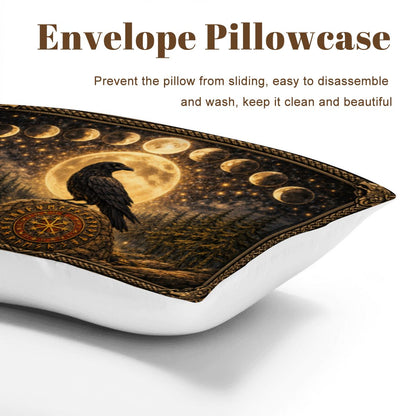 Gothic Bettwäsche mit Rabe auf Wikinger Runenstein, mystisches Comforter Set
