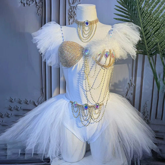 Muschibitch Exklusive Strass Bikini Set Damen Showgirl Luxus Glamour Outfit