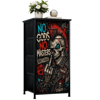 Punk Kommode Schubladenschrank NO GODS NO MASTERS Industrial Dresser Designer Möbel