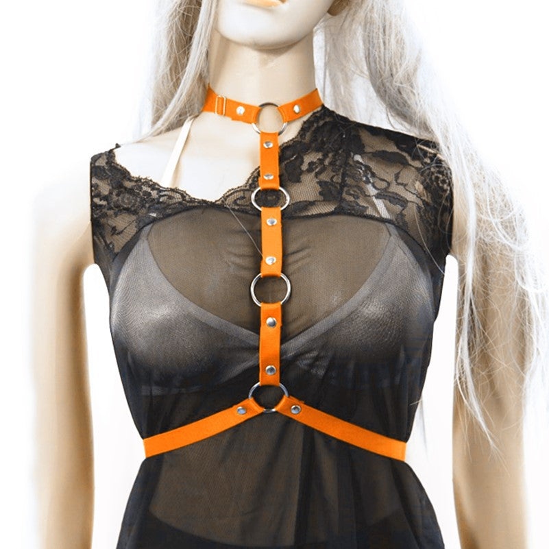 Punk Gothic Harness Body Chain – Ring Strap Brust Harness - Viele Farben