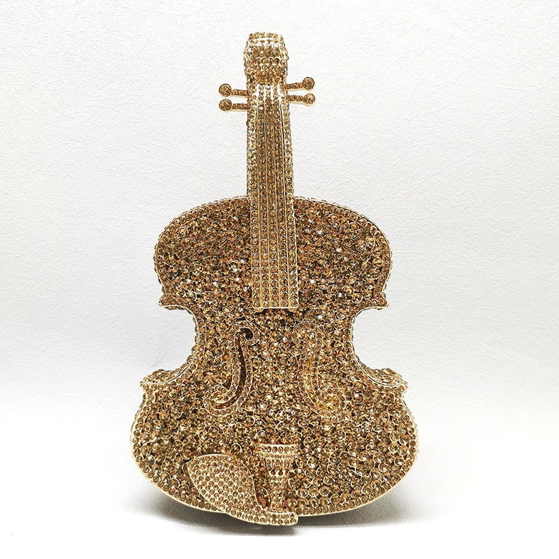 Muschibitch Crystal Violin Clutch – Luxus Designer Kristall Abendtasche