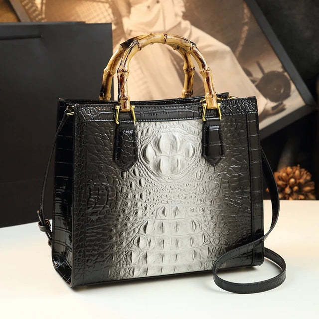 Punkgräfin Bamboo Croco Tote – Luxury Crocodile Pattern Designer Handbag