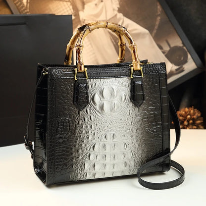 Punkgräfin Bamboo Croco Tote – Luxury Crocodile Pattern Designer Handbag
