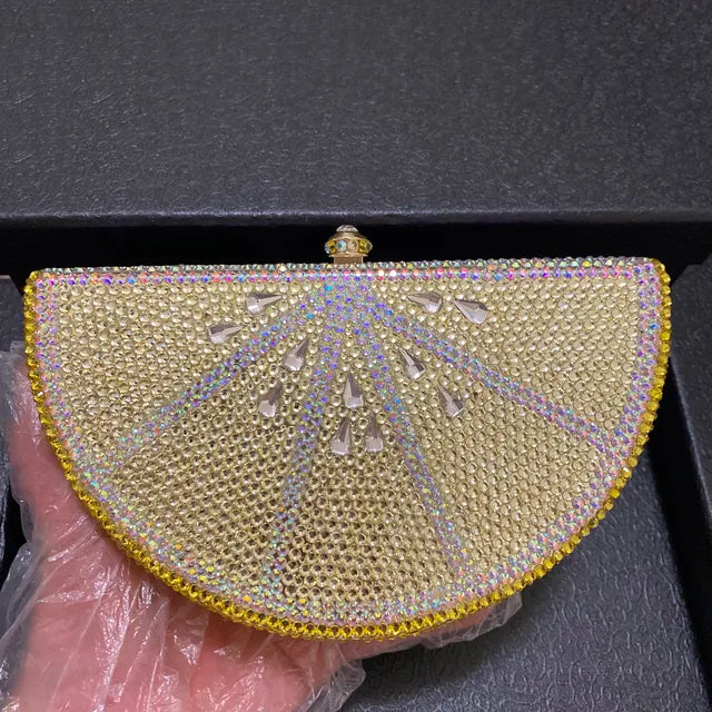Muschibitch Crystal Lemon Clutch – Rhinestone Designer Abendtasche