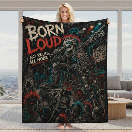 Punk Flanelldecke Decke BORN LOUD Kuscheldecke – Punkgraf Rebel Blanket
