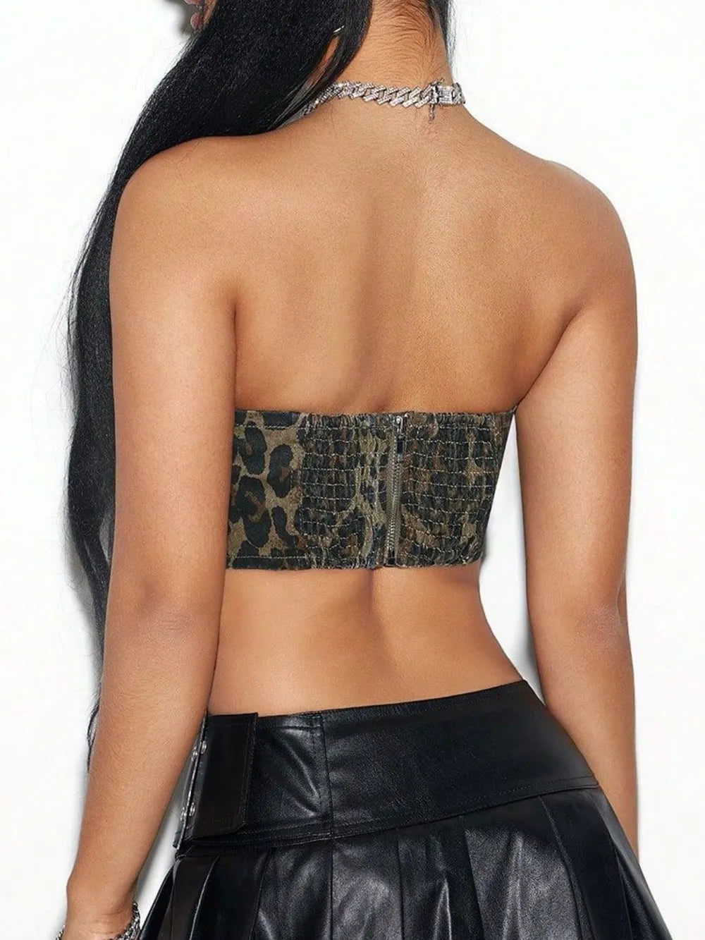 Muschibitch Leopard Tube Top – Bow Trim Bandeau Crop Top