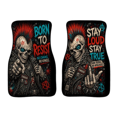 Punk Auto Fußmatten 2er Set Frontmatten, BORN TO RESIST - STAY LOUD STAY TRUE Automatten