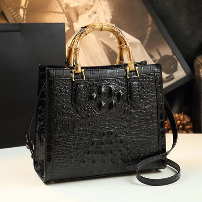 Punkgräfin Bamboo Croco Tote – Luxury Crocodile Pattern Designer Handbag