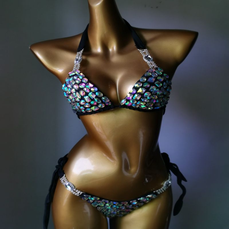 Muschibitch Strass Bikini Damen Glamour Triangel Bikini S–L