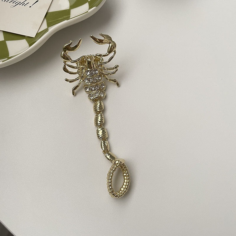 Skorpion Finger Ring mit Kette – Punk Statement Scorpion Ring Gold Silber Damen