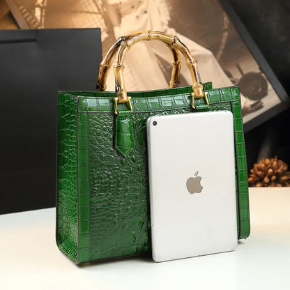 Punkgräfin Bamboo Croco Tote – Luxury Crocodile Pattern Designer Handbag