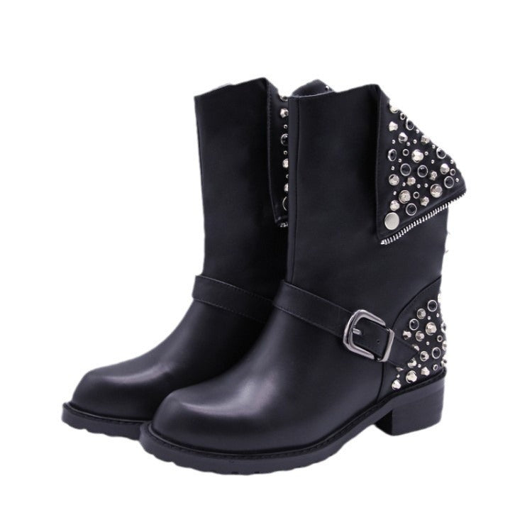 Punkgräfin Rivet Boots – Gothic Punk Nieten Stiefel Damen