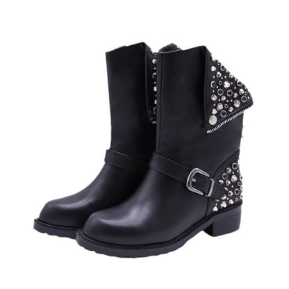 Punkgräfin Rivet Boots – Gothic Punk Nieten Stiefel Damen