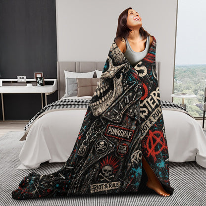 Punk Flanelldecke Decke NO GODS NO MASTERS Kuscheldecke – Punkgraf Rebel Blanket