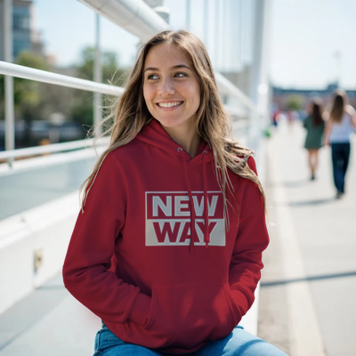 New Way Hoodie Unisex Rot, Statement-Hoodie, Motivations-Streetwear