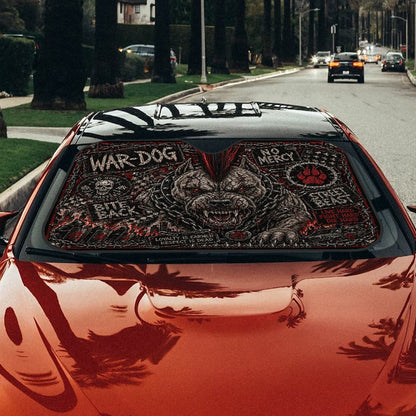 Punk Auto Sonnenschutz, Punkgraf Windschutzscheibenblende WAR DOG Auto Sonnenblende Frontscheiben Sonnenschutz