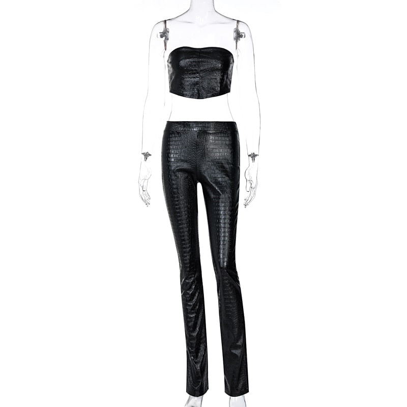 Muschibitch Croco Leather Set – Sexy Tube Top & Leggings Outfit