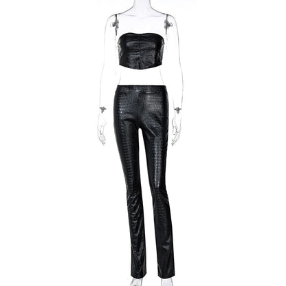 Muschibitch Croco Leather Set – Sexy Tube Top & Leggings Outfit