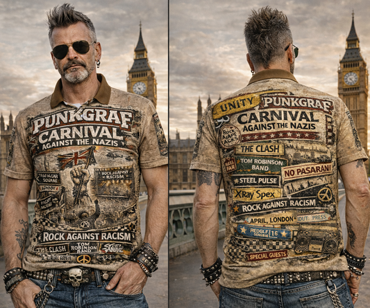 Rock Against Racism Polo Shirt, Carnival Against the Nazis, London 1978 Trafalgar Square Victoria Park, Punk Reggae Unity