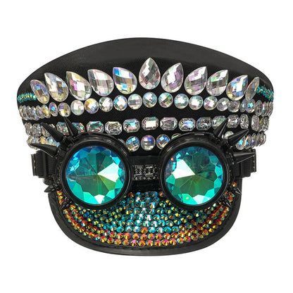 Muschibitch Luxus Rave Cap – Rhinestone Steampunk Party Hat