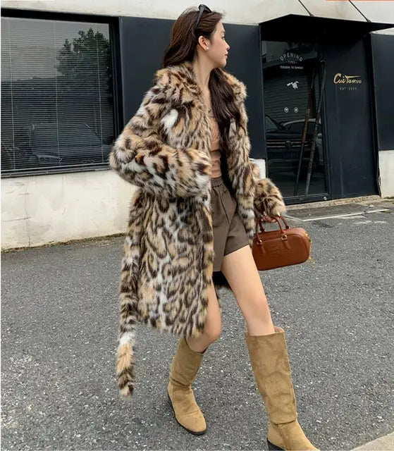 Muschibitch Leopard Faux Fur Coat – Luxury Animal Print Winter Coat