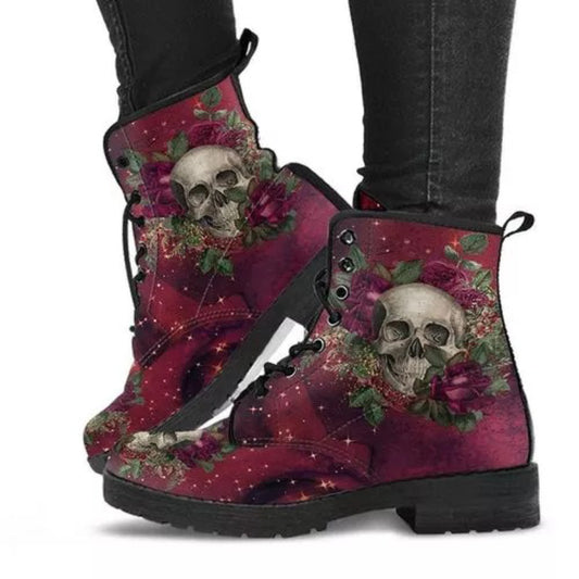 Punkgräfin Gothic Skull Boots Damen – Punk Combat Martin Boots