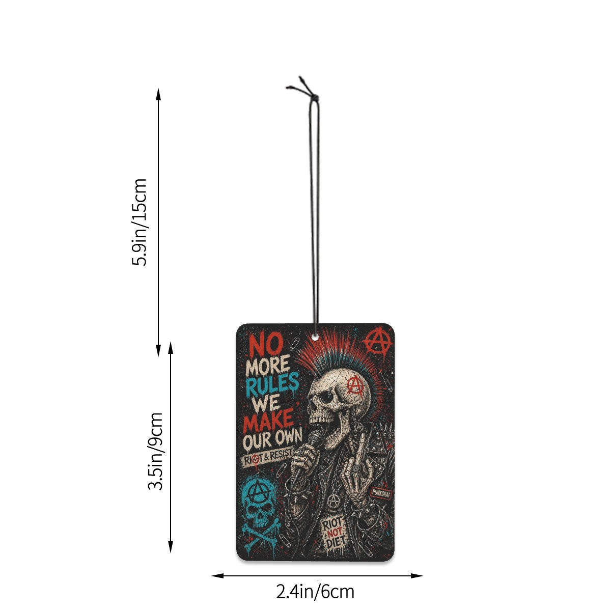 Auto Lufterfrischer Punk, Punkgraf Duftbaum Set, Gothic Auto Deko, 6 Duftkarten mit Rebel Motiven