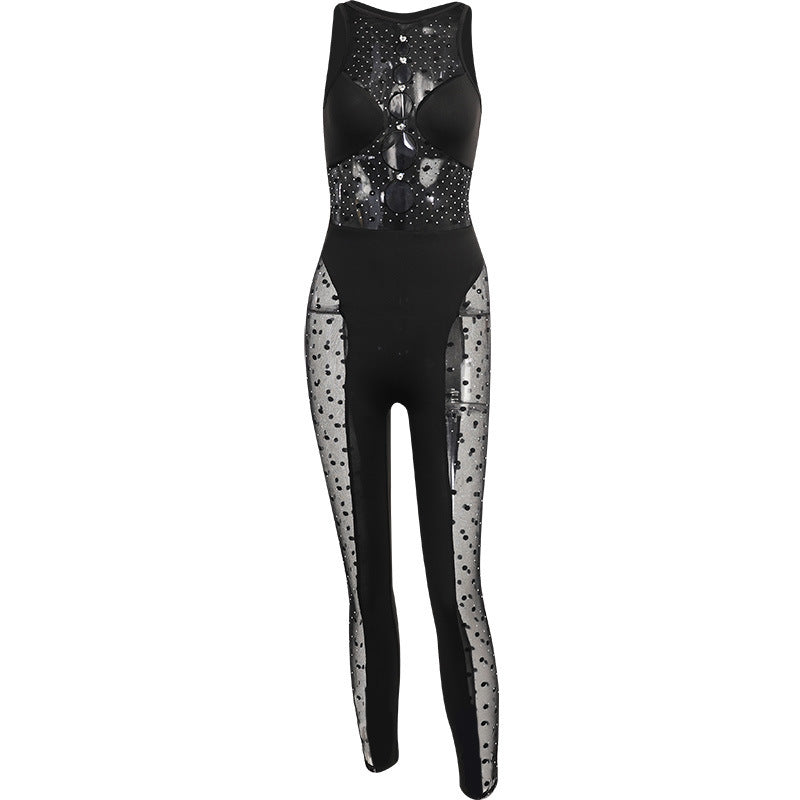 Muschibitch Sexy Mesh Jumpsuit – Gothic Cut-Out Catsuit Club Outfit