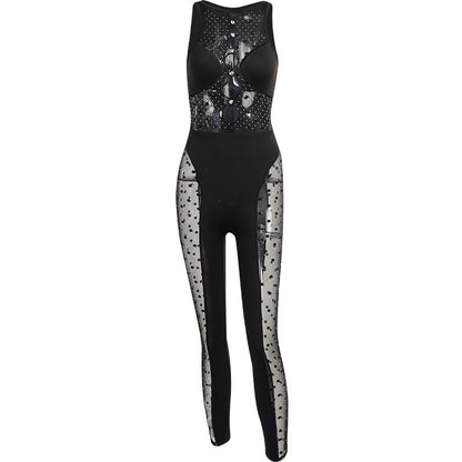 Muschibitch Sexy Mesh Jumpsuit – Gothic Cut-Out Catsuit Club Outfit