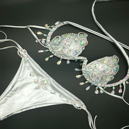 Muschibitch Crystal Luxe Bikini – Damen Strass Bikini Set mit Tropfenanhängern